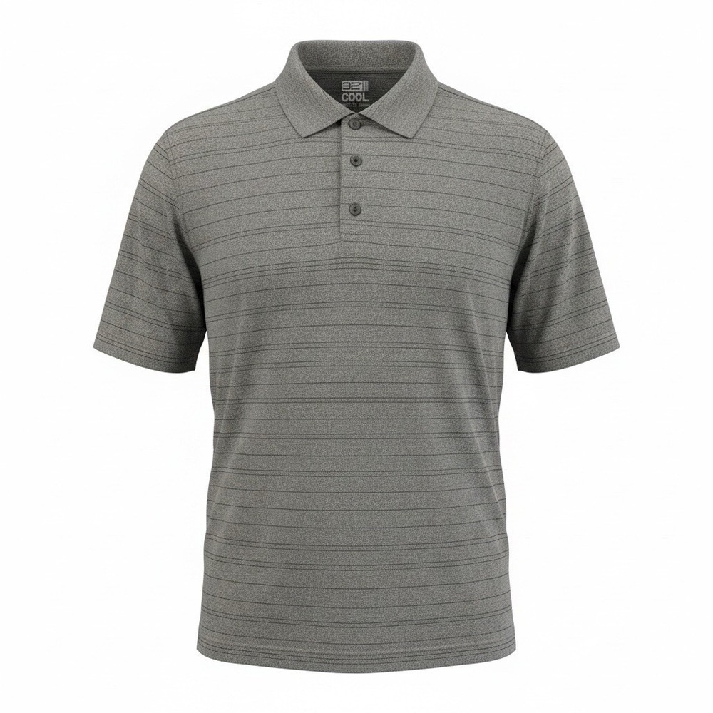 32 Degrees Cool Polo Golf Shirt Mens L Dark Gray Short Sleeve Striped Classic
